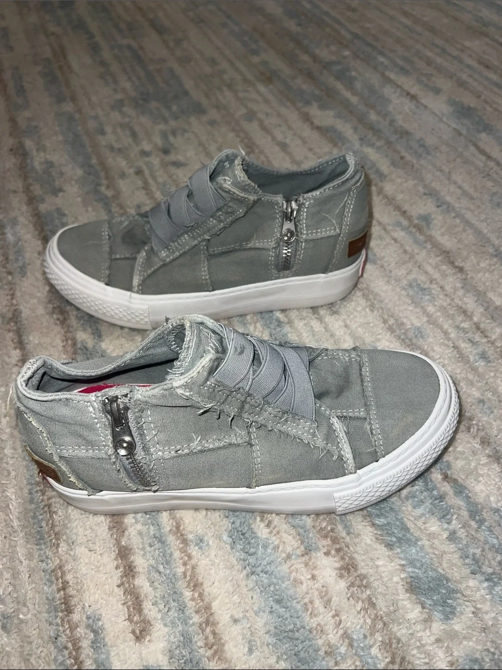 Casual Gray Platform Slip-On Canvas Sneakers for Women